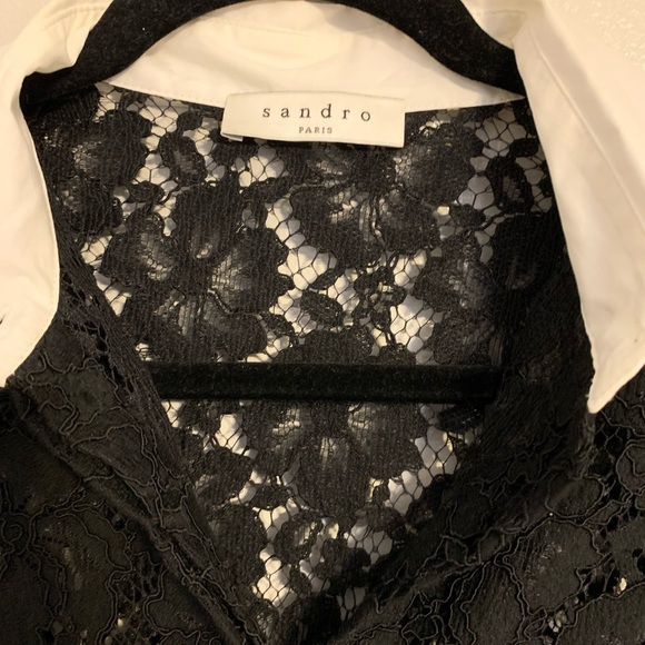 Sandro Lace Collared Long Sleeve Dress - Picture 4 of 7